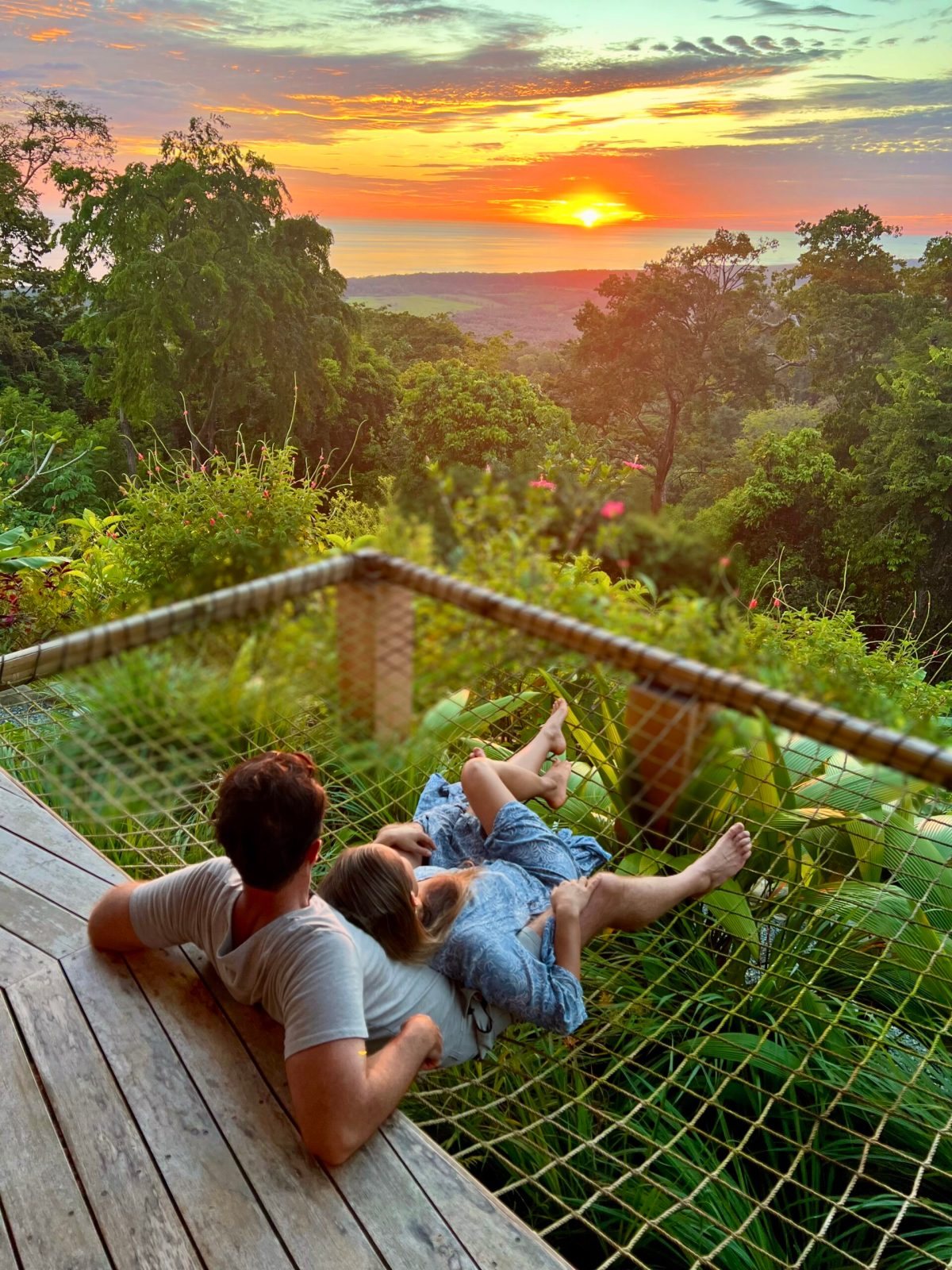 A quiet sunset moment in the open-air sanctuary