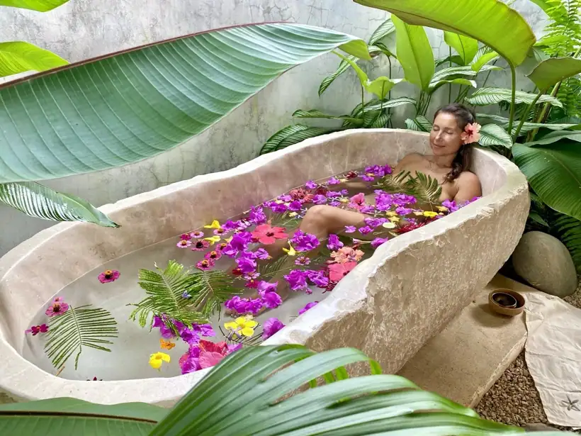 Botanical flower bath at Wilder Sanctuary