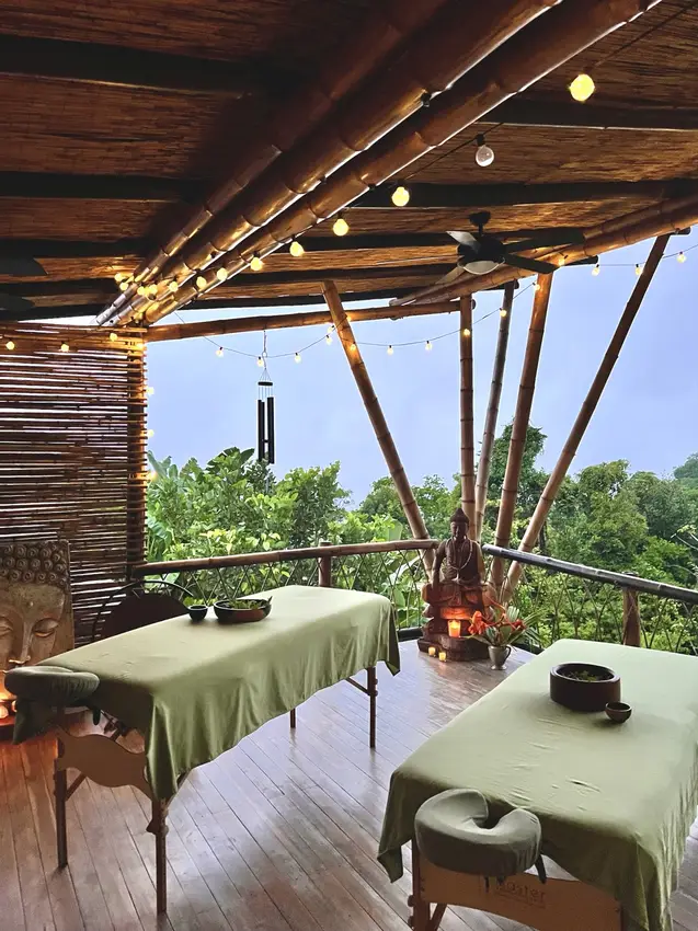 Green Door Rainforest Spa, sauna, waterfall rituals, sound healing and treatments