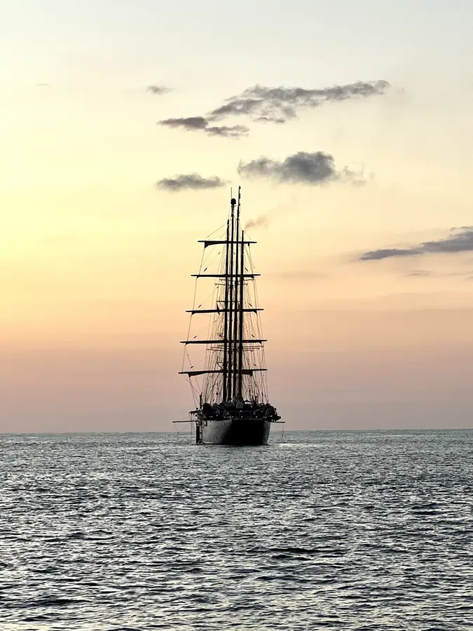 Sunset sailing on the Pacific Ocean