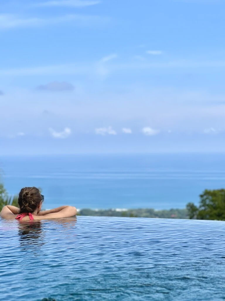Quiet rest in the infinity pool overlooking the Pacific Ocean